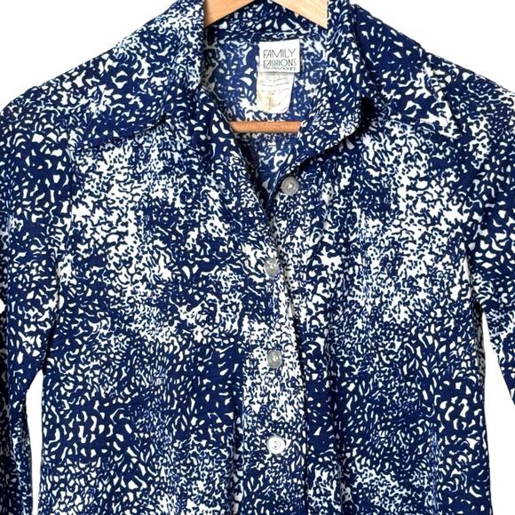 Vintage Size 8 Family Fashions by Avon Union Made Blue White Shirt Dress - Picture 2 of 8